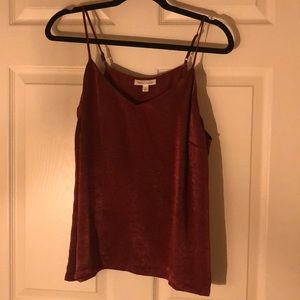 Red silk tank top